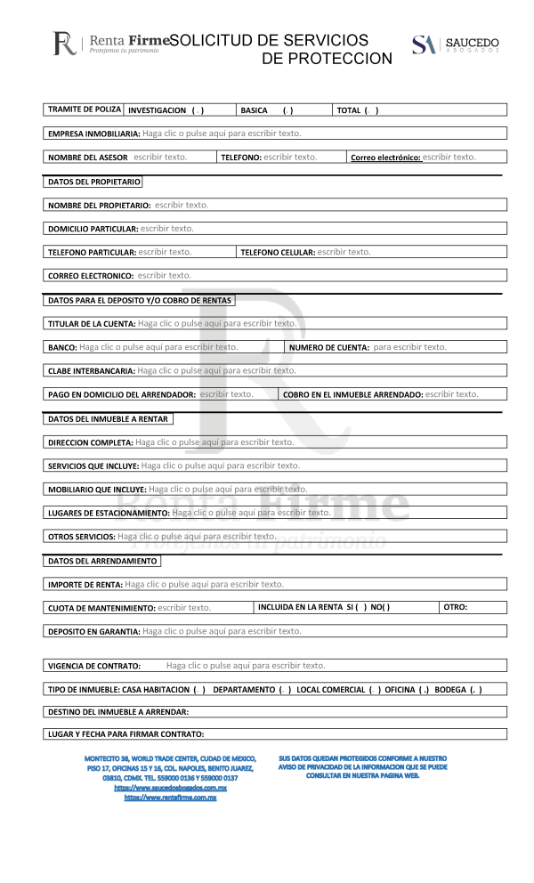 formato legal juridico de protección